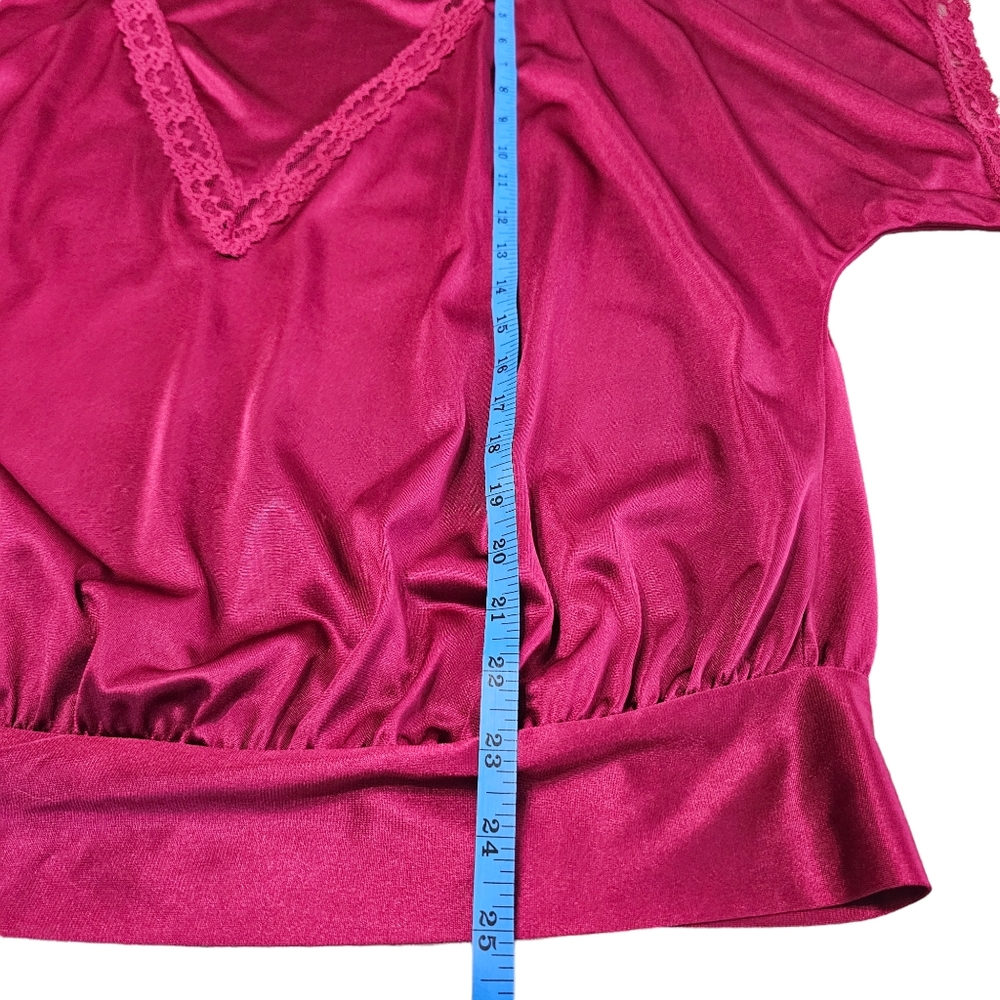 Retro 1980s 2 piece Pajama set Lace Detail Side Tie Top size M - Picture 10 of 16